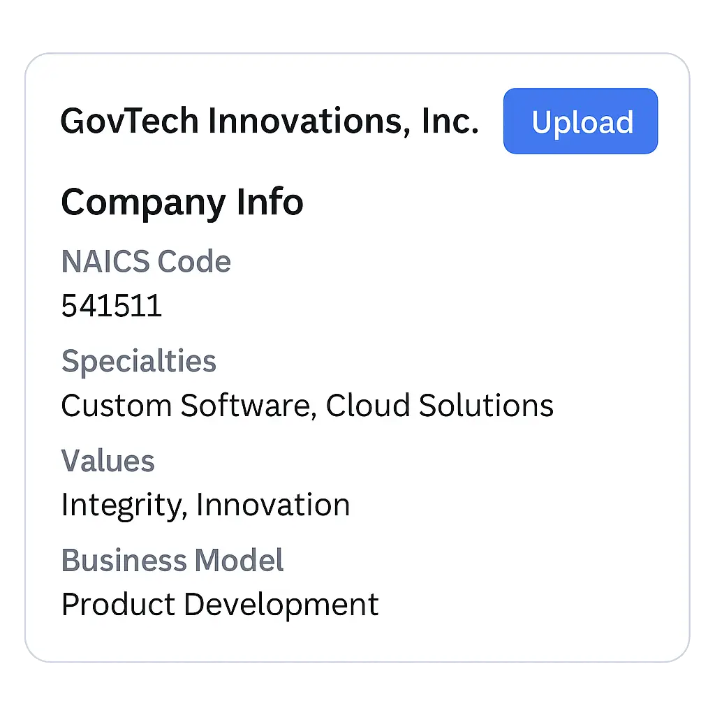 Upload company info