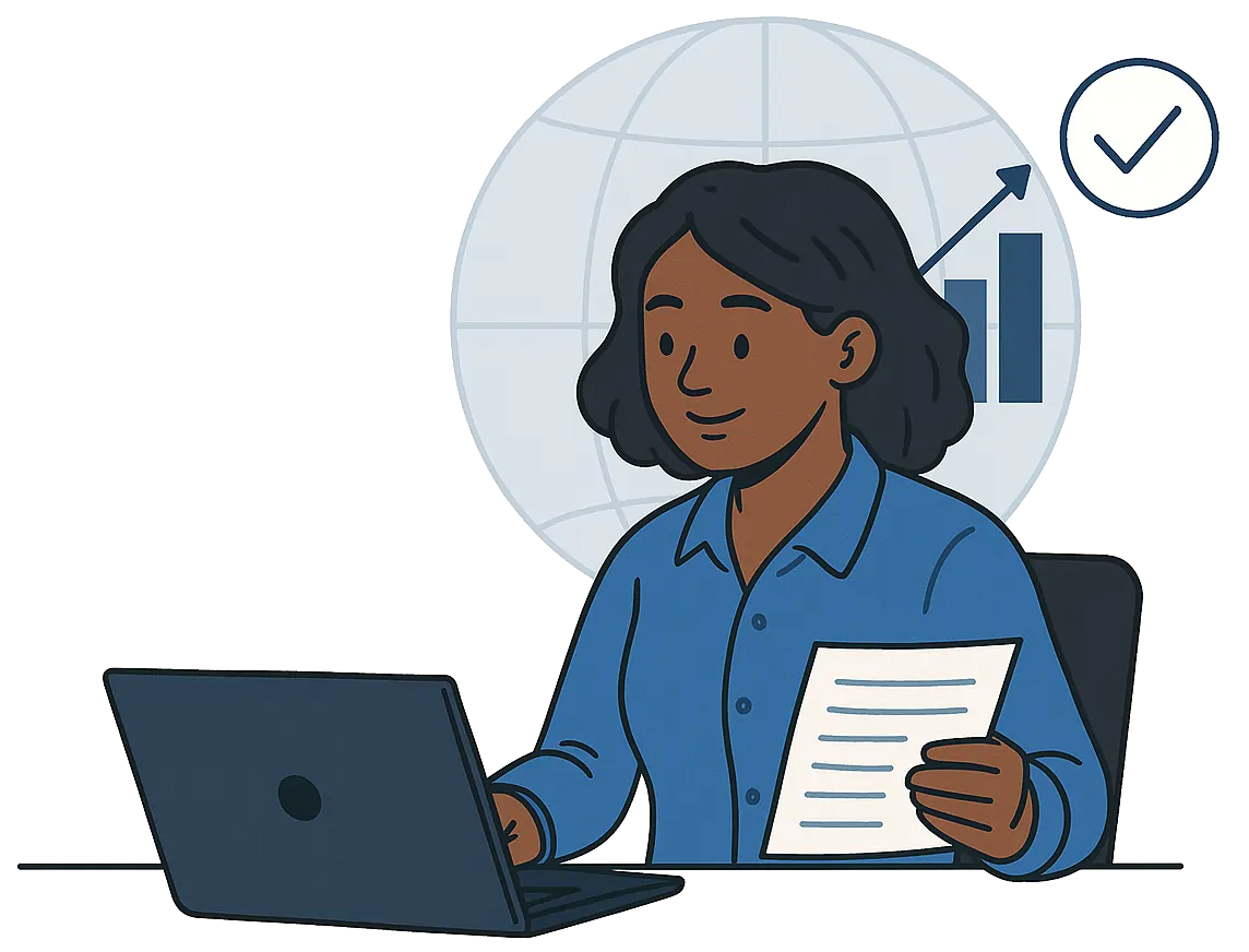 Woman using AI contract software